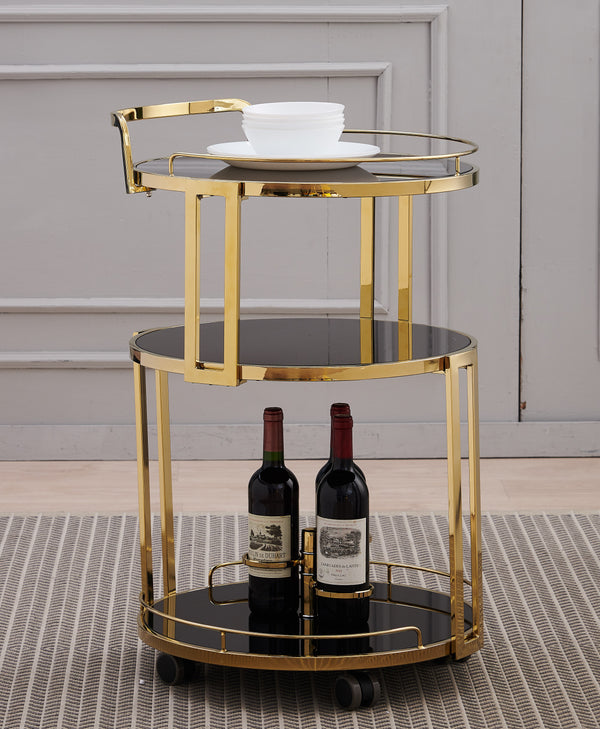 "Romanee" Luxury Rose Gold & Black Round Wine Trolley