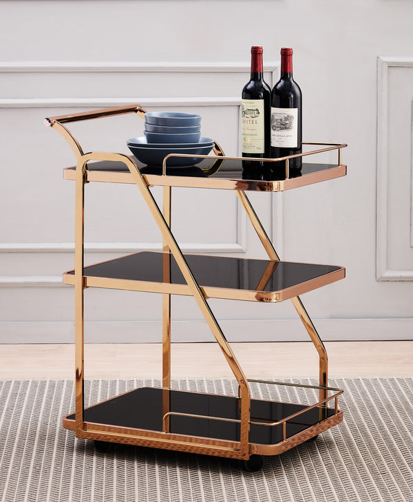 "Neat" Black Gold Luxury Rectangular Wine Food Trolley