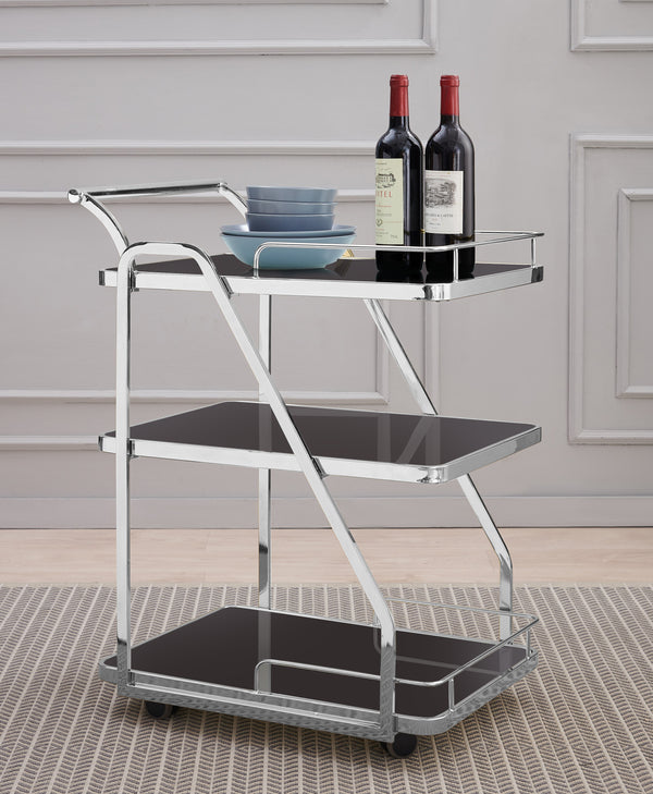 "Neat" Black Gold Luxury Rectangular Wine Food Trolley